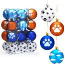 Hollowfly 24 Pcs Blue and Orange Christmas Dog Tree Ornaments 2.36 Inch Sky Cartoon Paw Clouds Christmas Ball Ornaments Set Plastic Shatterproof Xmas Trees Hanging Decorations for Holiday Decor Home