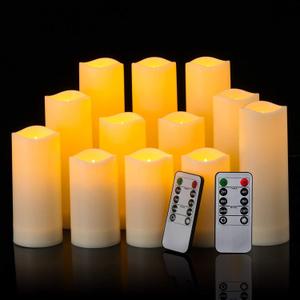 YOROXRG 12 Pack Flameless Candles Battery Operated Waterproof Led Candles (D:2.2" X H:4" 5" 6" 7") Candles with 2 Remotes Contro for Wedding, Party, Birthday