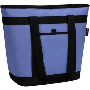 Insulated Cooler Bag, Reusable Grocery Bags for Hot/Cold Food, Thermal Food Delivery Bag for Beach, Travel, Picnics (8"D x 20"W x 15"H, Blue)