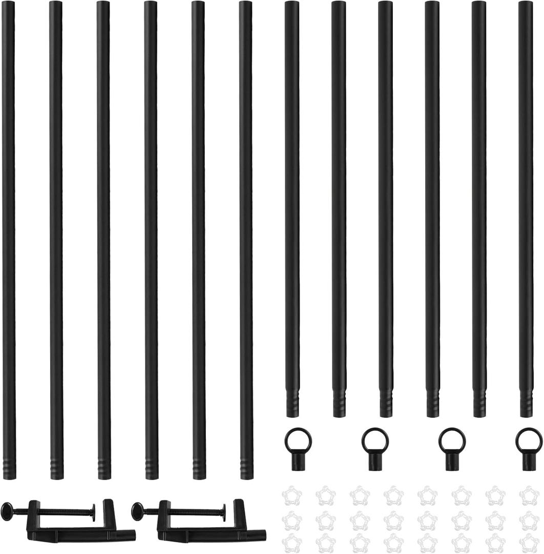 Over The Table Rod Stand with Clamps, Adjustable 13"-42'' Tall 29"-98" Length Metal Table Arch Hanging Rod Stand, Balloon and Flower Frame for Weddings Birthdays Party Halloween Christmas Decoration