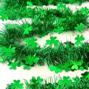 2 x St Patricks Day Decorations Garlands - 33 Ft Green Garland St Patricks Day Garland Atmosphere Setup Fine Clover Tinsel Hanging Twist Hanging Decorations for Party Holiday Supplies