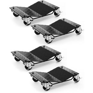 DEXSO Car Wheel Dolly, 6000 lbs/2722 kg Car Moving Cart with Brakes, Set of 4 Piece, Heavy-Duty Vehicle Dolly, Moving Cars, Trucks, Trailers, Motorcycles, and Boats, Black