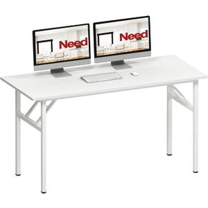 Need Office Computer Desk 54.3 Inch Sturdy Folding Laptop Table White
