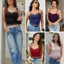 Avidlove Lace Camisole Tops Women Crop Top Ruched Tank Going Out Sexy Spaghetti Strap Cami Bralette