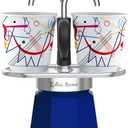 Bialetti - Mini Express Kandinsky: Moka Set includes Coffee Maker 2-Cups (2.8 Oz) + 2 shot glasses, Light Blue, Aluminum