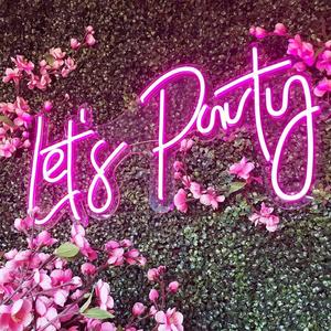 Ulalaza LED Neon Sign Night Light for Wall Party Dcor Bedroom Room Bar Wedding Home Birthday Art Decoration Christmas with USB Chain Light modulator 5v (lets party blue)