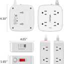 6 Ft Surge Protector Power Strip - 8 Widely Outlets with 4 USB Ports, 3 Side Outlet Extender with 6 Feet Extension Cord, Flat Plug, Wall Mount, Desk USB Charging Station, ETL,White