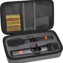 Wireless Microphone Case Compatible with JBL Wireless Two Microphone System, Handheld Dual Mic Travel Bag for Singing or Karaoke for Receivers, Adapters, AA Batteries (Grey)