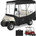 Golf Cart Enclosures 4 Passenger 80 Extended Roof for Ezgo RXV,600D Clear Rain Cover Driving Enclosure 4 Seater,Full Roll Up 4 Sided Transparent Windows&Door Heavy Duty Zipper,Side Mirrors Openings