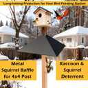Metal Squirrel Baffle for 4x4 Post, Outside Wooden Pole Mount Squirrel Baffle for Bird Feeder Pole, 17 Inch Baffle for Bird Feeder Pole, Deter Squirrels, Straight Model,Gloss Black