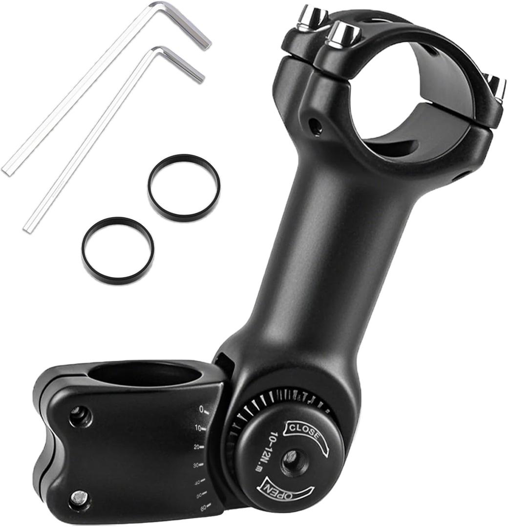TRIWONDER Bike Stem 25.4 31.8 Adjustable 60 Degree 90mm 110mm 130mm Bike Handlebar Extender Stem Riser Bicycle Handle Bar Extensions for Mountain Bike, Road Bike, MTB, BMX, Cycling