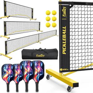 Pickleball Set Net with 4 Paddles, 6FT/11FT/22FT Portable 3-in-1 Pickle Ball Net with Carry Bag, Pickleballs, Designed for All Weather Conditions