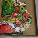 Shellwei 6 Pcs Christmas Table Decor Lime Green Red Wooden Signs Xmas Tiered Tray Decor Farmhouse Tabletop Centerpiece Christmas Decorations for Home Office Desk Shelf Mantel Holiday Party