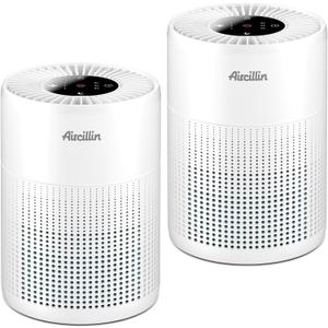 2 Pack Air Purifiers for Bedroom H13 True HEPA Air Filter Cleaner, Odor Eliminator, Remove Smoke Dust Pollen Pet Dander, Night Light For Home Living Room Dorm, Quiet 24dB Filtration System