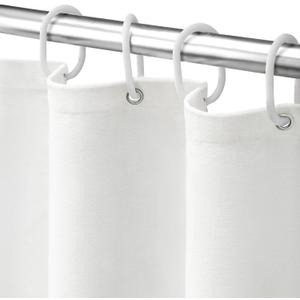 Awellife White Shower Curtain Linen Textured Boho Farmhouse Shower Curtains for Bathroom Fabric Liner, Long 72" W x 78" L