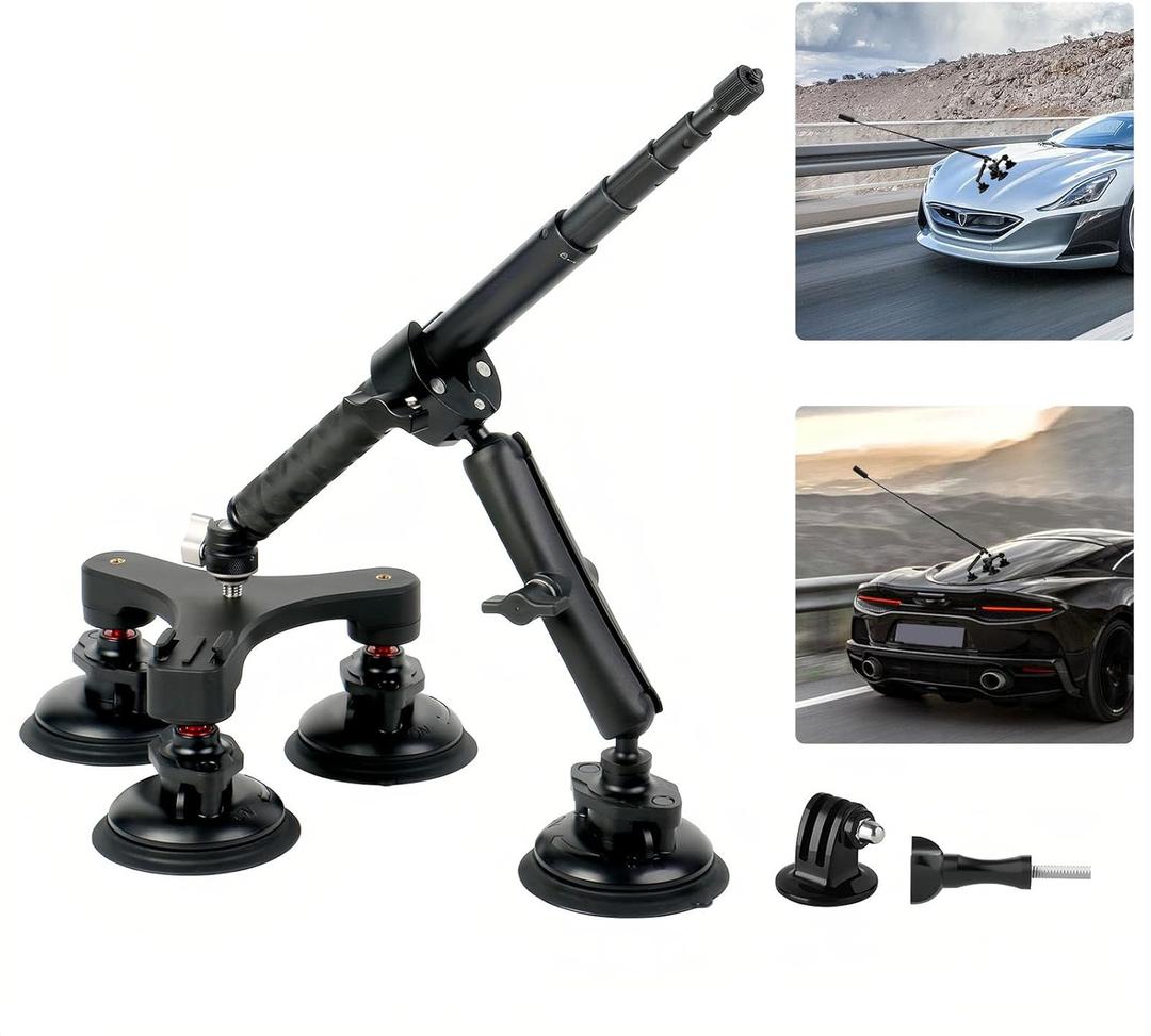 Suction Car Mount Kit for Insta360 x4, x3, x2, x,Ace Pro Ace, Camera Car Mount Compatible with GoPro Hero 13 12 11 10 9 8 7 6 Max/DJI Osmo Action 5Pro 4 3 Mount for Action Camera Accessories