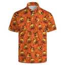 Lxopogk Halloween Polo Shirts for Men Moisture Wicking Pumpkin Printed Short Sleeve Performance Mens Golf Shirts Quick Dry Large 