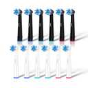 Replacement Toothbrush Heads Compatible with Oral B Braun, 12pcs Electric Toothbrush Replacement Heads Refills for Oral B Pro 1000, 9600, 500, 7000, 3000, 8000, Black and White for Home (1)