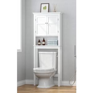 UTEX Over The Toilet Storage Cabinet, Over Toilet Bathroom Organizer with Adjustable Shelves, Above Toilet Storage Cabinet Space Saver, White, 8"D x 26"W x 65"H