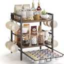 Coffee-Bar-Organizer With 25 K Cup & 12 Mup Holder, 3-Tier Kitchen Countertop Organizer For Coffee Station, Coffee Bar Shelf For Counter (X-Large, Rustic Brown)