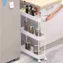 SPACELEAD Slim Storage Cart 3 Tier,Bathroom Organizer Rolling Utility, Mobile Shelving Unit Slide Out for Office, Kitchen, Laundry Room & Narrow Places,White