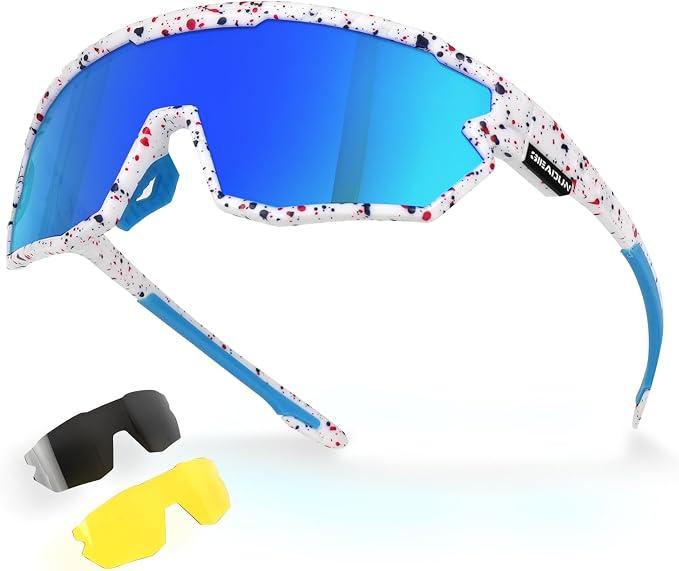 GIEADUN Polarized Glasses Kids Youth Baseball Sunglasses Adult Men Women Cycling Goggles with 3 lenses,Fishing,Ski Golf