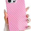 Skyseaco for iPhone 15 Pro Max Case Cute Aesthetic Heart Phone Case Soft Slim TPU Shockproof Phone Cover for Women Girls - Pink and White