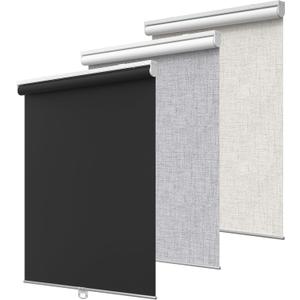 GENIMO 100% Blackout Roller Window Shades, Window Blinds Cordless with Thermal Insulated, UV Protection Fabric, Mini French Door Blinds for Home, Office, Bedroom, Easy to Install, Black, 30" W X 75" H