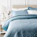 AmazonBasics Microfiber Summer Blanket / Coverlet Extra Large (300 cm x 269 cm) with 2 Pillow Covers (91 cm x 51 cm), King- Spa Blue Floral