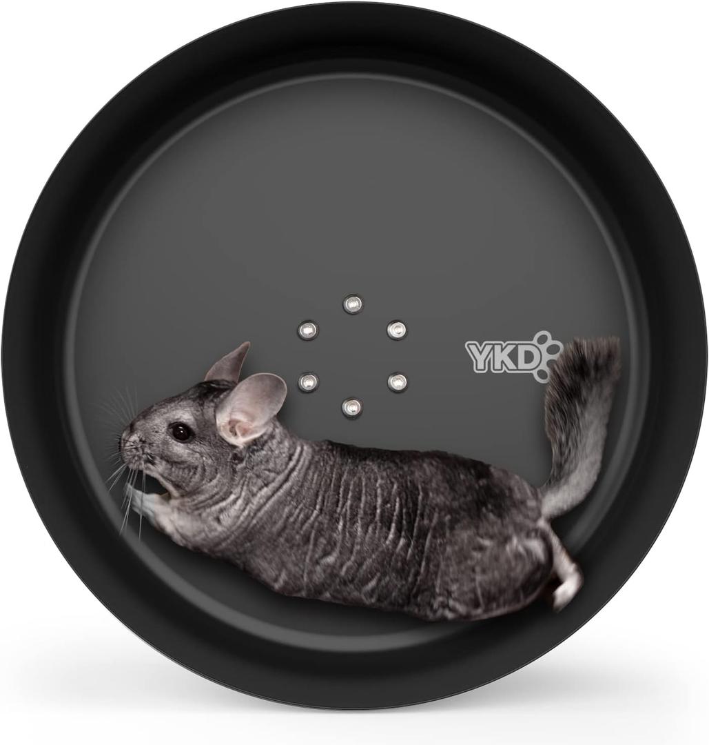 15" Aluminum Alloy Chinchilla Exercise Wheels - Large Small Animals Running Wheels for Chinchilla Syria Hamsters Fancy Rats Hedgehog Other Small Animals (Black)