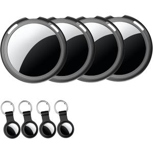 4 Pack Tracker Tags [Apple MFi Certified] Bluetooth Air Tracker Pair with Apple Find My (iOS Only) Smart Tracking Tags Keys Finder Item Locator Worldwide Tracker for Pets Backpack Wallet Dogs Luggage