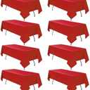 RestfulGlow 8 Pack Red Tablecloth 60 x 126 Inch Rectangular Table Cloth for 8 Foot Rectangle Tables, Wrinkle Resistant Washable Polyester Fabric Table Covers for Party Banquet Buffet and Camping