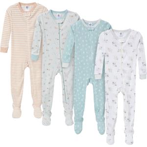 Gerber baby-boys Baby-boys 4-pack Footed Pajamas (12 Months, Farm)