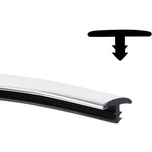 SBWLKJ 1/ 2"(12mm) Chrome T-Molding Edge Trim Flexible Polyethylene Center Barb Tee Moulding Strip for Edge Slit, Arcade Game Cabinets Ceiling, Wall, Tables Counters Shelves DIY Projects 22FT