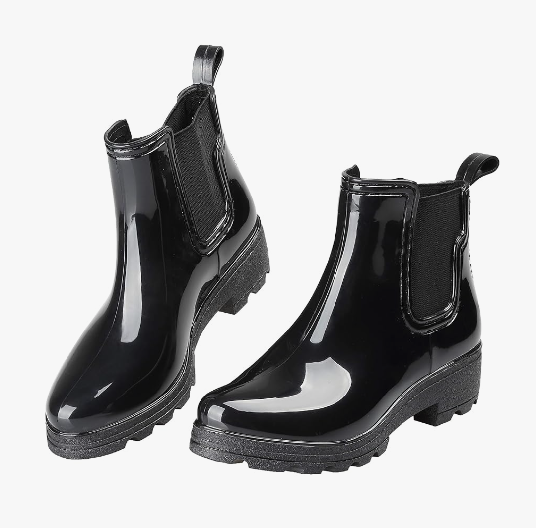Women's Short Rain Boots Waterproof Slip On Ankle Chelsea Booties, Size 40