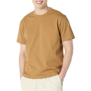 Mens Relaxed-Fit Heavyweight Cotton T-Shirt, Dark Tan 