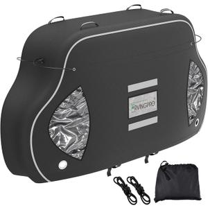 Bike Cover for Transport on Rack - Bike Cover for 3 Bikes on Rear Bike Rack, 600D Oxford Bicycle Cover Waterproof Outdoor Storage or Transportation for RV/ SUVS, with 2 Bungee Cords (XXL)