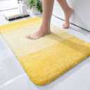 OLANLY Bathroom Rug Mat 24x16, Extra Soft and Absorbent Microfiber Bath Rugs, Non-Slip Plush Shaggy Bath Carpet, Machine Wash Dry, Bath Mats for Bathroom Floor, Tub and Shower, Yellow (24" x 16")