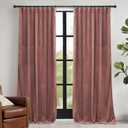 RYB HOME Pink Velvet Curtains 72 inches with Hook Belt, Soft Fabric Room Darkening Thermal Insulated Luxurious Home Decor Curtains for Living Room Bedroom, W 52" x L 72", 2 Panels Set