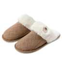 Enteer Women's Slippers Memory Foam Slippers Scuff Outdoor Indoor Warm Plush Bedroom Button Shoes with Faux Fur Lining Brown US 7-8