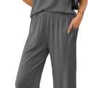 Ekouaer Women's Two Piece Sets Summer Sleeveless Lounge Sets Matching Pants Airport Travel Outfits, Medium