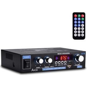 AK35 Home Audio Amplifier Receiver, 200W Home Dual Channel Bluetooth 5.0 Sound Speaker AMP, Home Amplifiers FM Radio/USB/SD/Card w/Remote Control Home Theater Audio Stereo System Components AK35 Home Audio Amplifier Receiver, 200W Home Dual Channel Bluetooth 5.0 Sound Speaker AMP, Home Amplifiers FM Radio/USB/SD/Card w/Remote Control Home Theater Audio Stereo System Components
