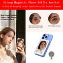 Magnetic Phone Vlog Selfie Monitor Screen for iPhone & Android, Wireless Screen Mirroring Connection with Bluetooth Remote, Using Phone Rear Camera for Selfie Vlog Live Stream TikTok YouTube Black