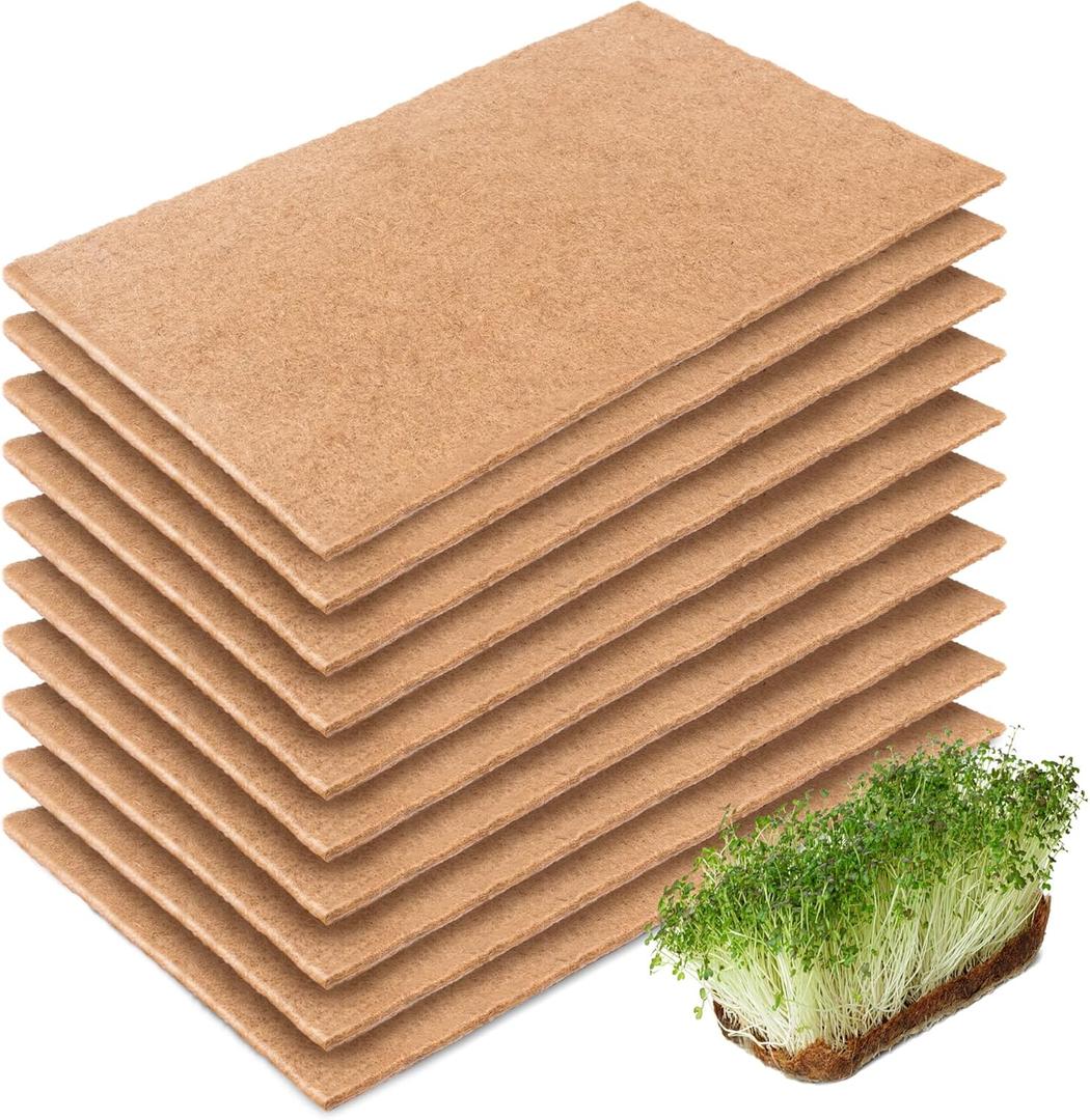 10 Pack Jute Grow Mat for Microgreens, 10" X 20" Hydroponic Grow Pads for Growing Tray Sprouting Trays Jute Fiber Seed Starter Planting for Micro Greens & Wheatgrass