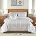 Bedding_Dreamer Silk Like White Comforter Set with Sheet Set Queen Size 8 Pieces Satin Bedding Set Silky Bed-in-a-Bag Luxury Hotel Soft Silky Comforter Set with 1 Cushion Cover Vegan Silky Bed Set