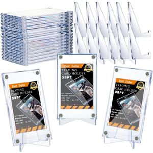 Screw Trading Card Protector with Display Stands Acrylic 35 PT Baseball Card Holder for Football Sports Game Business Display(30 Pcs)