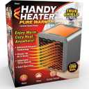 Ontel Handy Heater Pure Warmth 1200W Personal Ceramic Space Heater with Adjustable Heat - Portable, Quiet & Energy Efficient Small Space Heater for Bedroom, Office, Garage & More