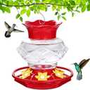Fchstaer Hummingbird Feeders for Outdoors Hanging Ant and Bee Proof, 18OZ Diamond Humming Bird Feeders for Outside Circular Perch with Leak Proof & 6 Feeding Ports, Gifts for Women,1 Pack Plastic