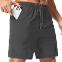 Aolesy Men's 7'' Running Shorts Quick Dry Workout Gym Shorts with Pockets, Tennis Training Athletic (Gray, M)