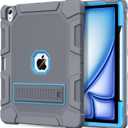 Azzsy Case for iPad Air 13 Inch (M4/M3/M2) 2026/2025/2024, [Built-in Pencil Holder] Heavy Duty Shockproof Rugged Protective Case for 13 inch iPad Air (2026/2025/2024 Version), Gray